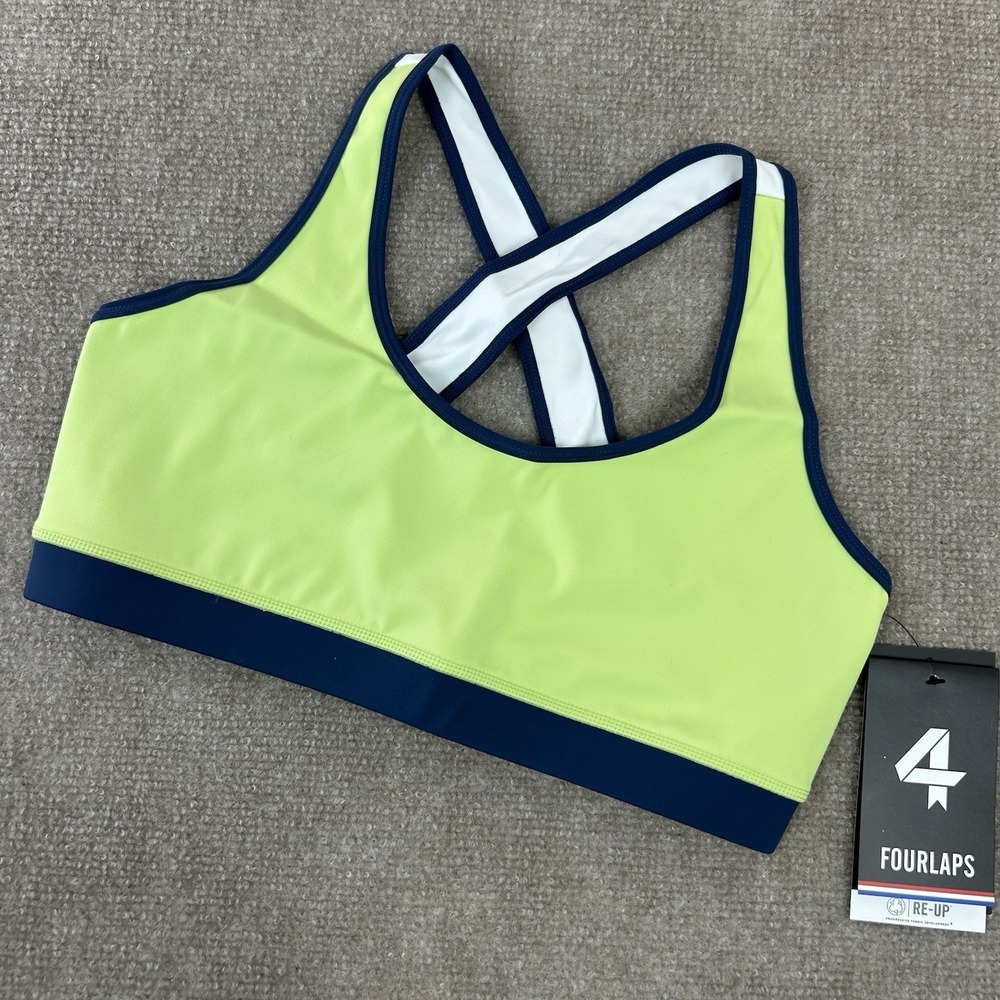 Fourlaps Infinity Sports Bra Womens Medium Tomatillo Midnight White Crossback‎
